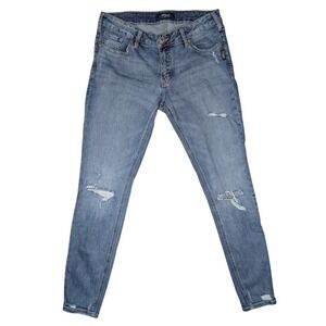 Silver 30x31 Skinny Blue Cotton Denim Stretch distressed Emo Jeans‎ Women's